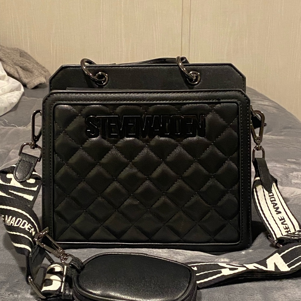 Steve Madden Quilted Black Crossbody Bag